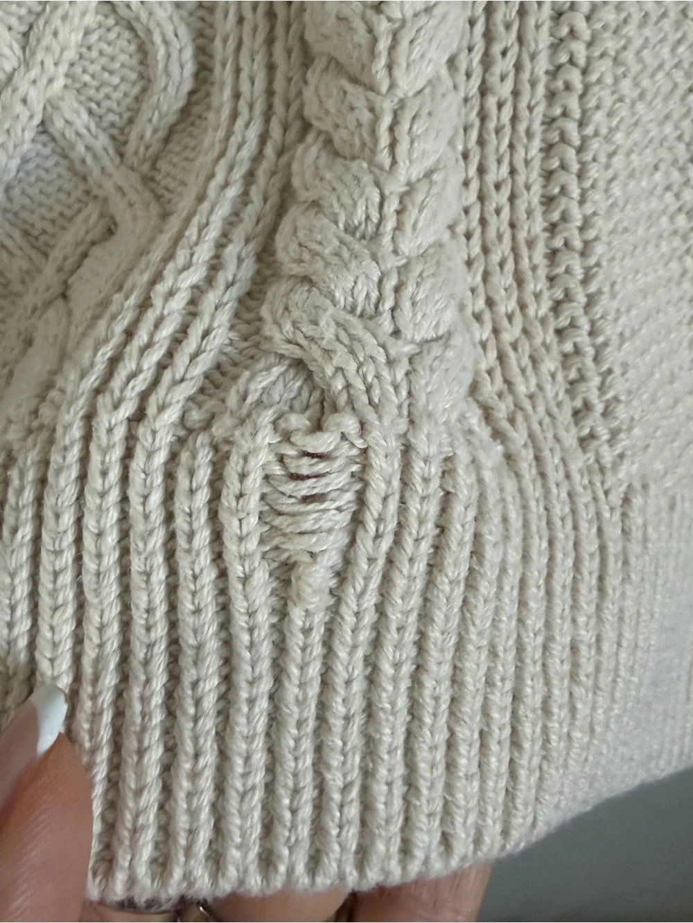 J.Crew Factory Fisherman Cable Knit Cotton Sweater Cream M
